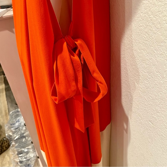 MARC JACOBS Silk Midi Orange & Cream Colorblock Tent Dress US XS/S - Picture 13 of 15